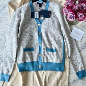 Authentic Louis Vuitton Since 1854 Contrast Trim Cardigan Size L